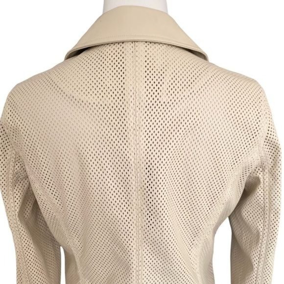 Free People Blank NYC Imelda Perforated Moto Jacket Cream Size Small NWT - Picture 12 of 15